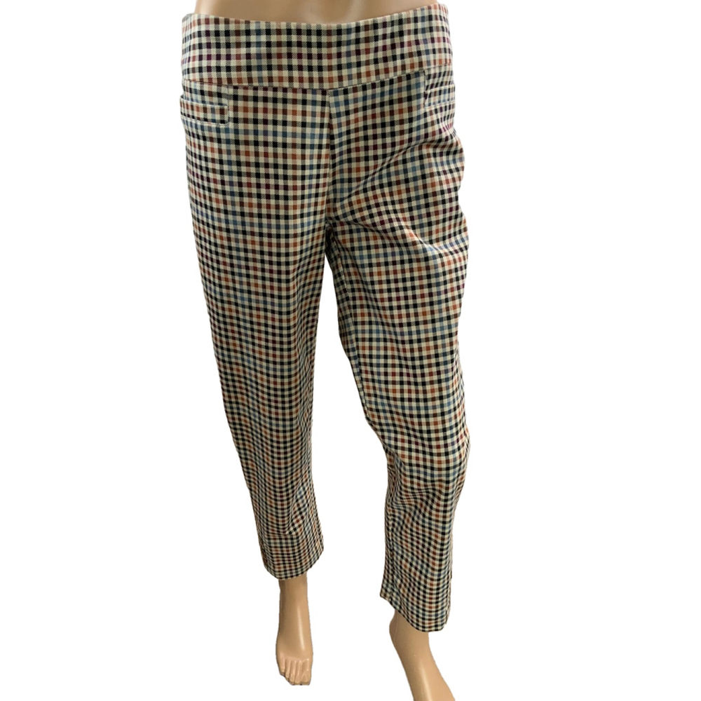 Women's Croft & Barrow Plaid Pants Sz 6 Multi-color Straight Leg Preppy Academia